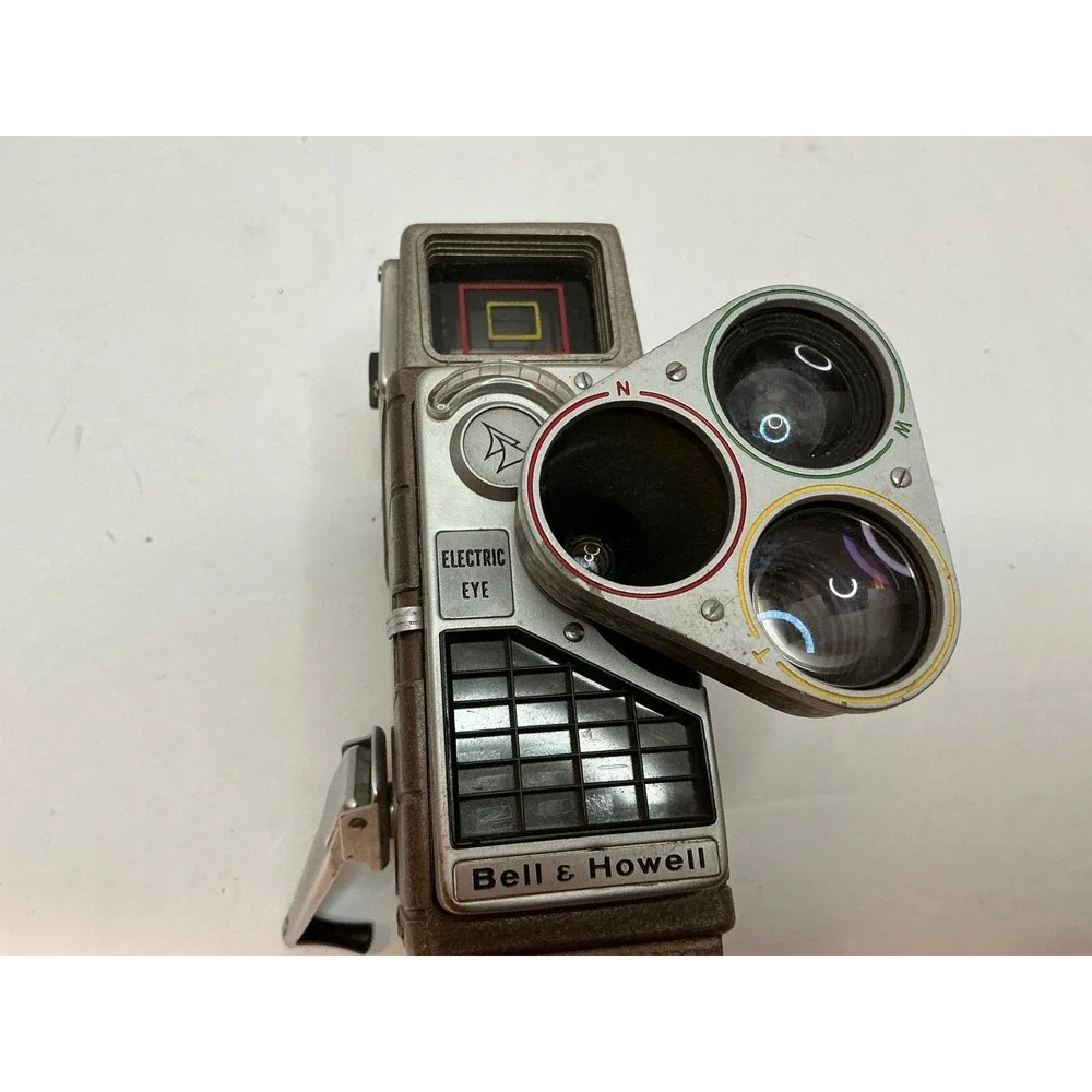 Bell & Howell Vintage 8mm Movie Camera Wind Up Crank Brown Metal Film Prop AS IS